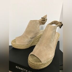 Kenneth Cole Olivia Almond Suede Espadrille Wedge Sandals